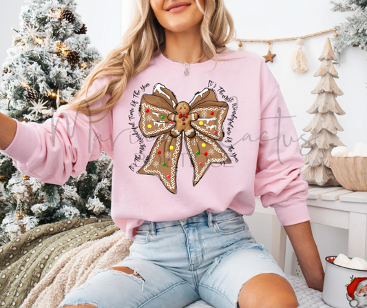 Gingerbread Coquette Bow Crewneck