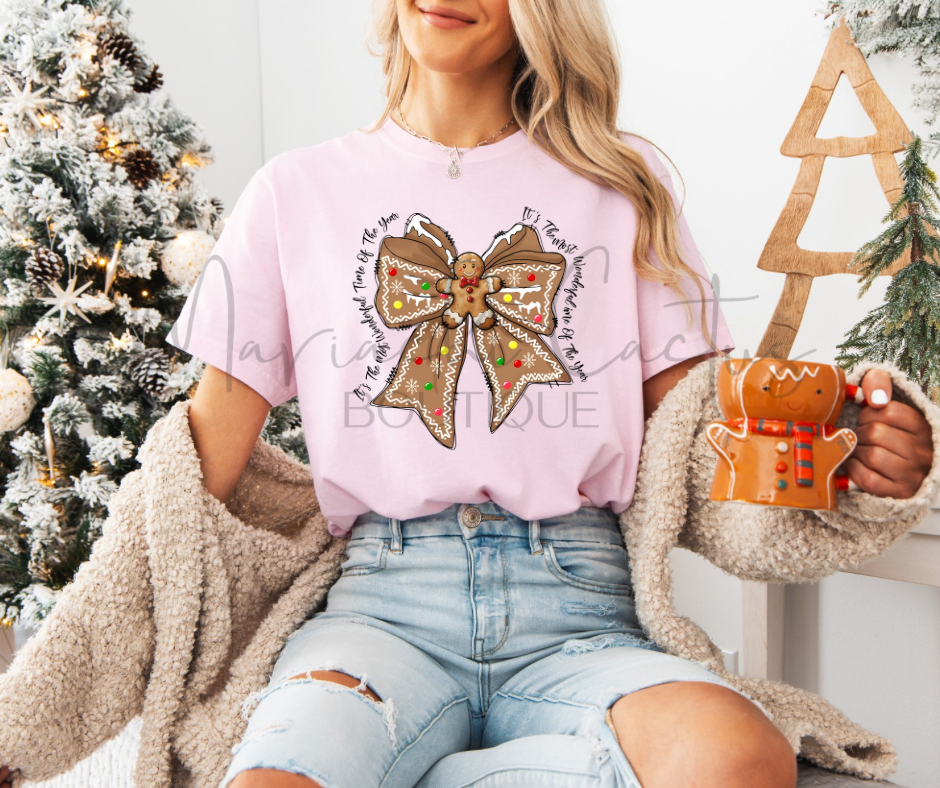 Gingerbread Coquette Bow Shirt