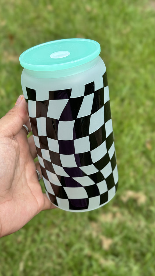 *RTS* Checkered Glass Coffee Cup